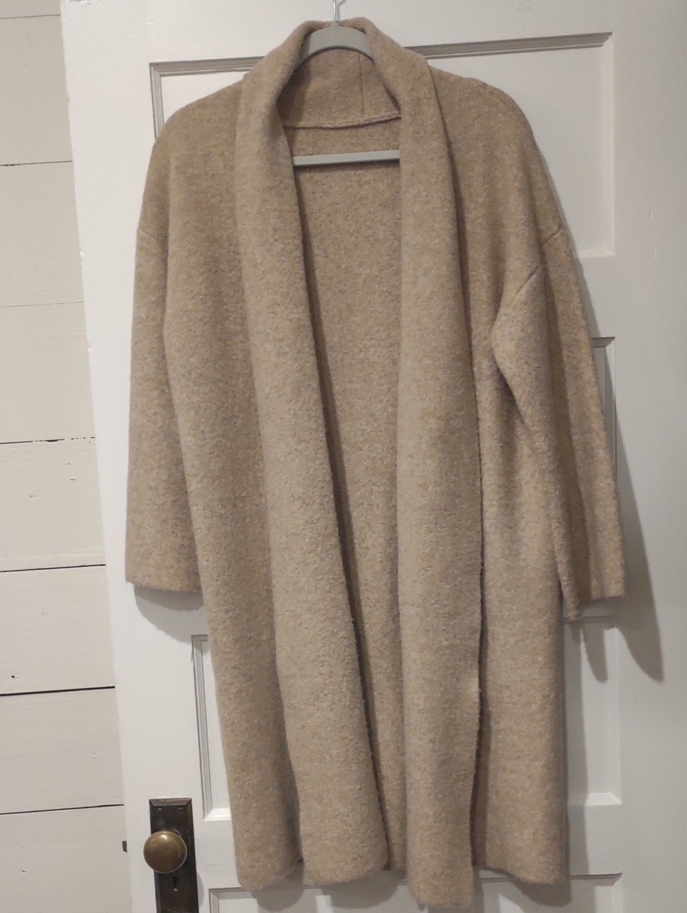 Women's Open Front Shawl Collar Cozy Cardigan Sweater - Oatmeal